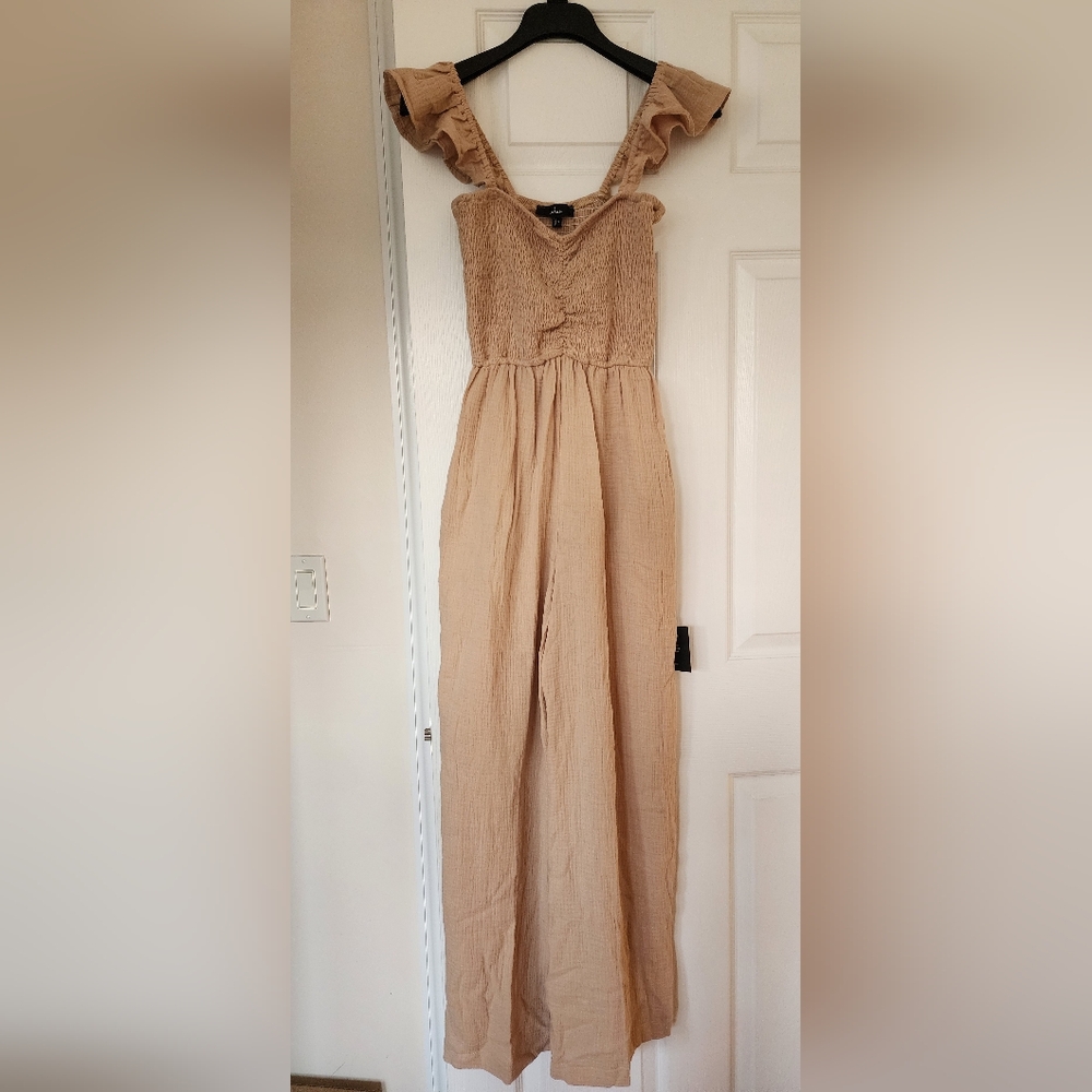 Lulus Daniyah Smocked Flutter Sleeve Wide-Leg Jumpsuit - Picture 2 of 8